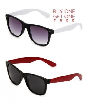 Buy Buy 1 Red Wayfarer Sunglasses And Get 1 White Wayfarer Sunglasses Free online