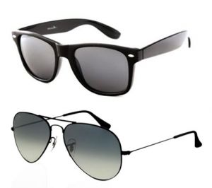 Buy Indmart Grey Gradient Aviators And Black Wayfarer Sunglasses Combo online