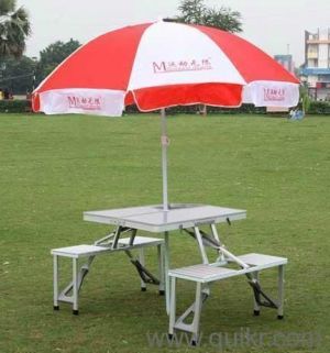 Buy 4 Seats Portable Folding Aluminium Picnic Table With Movable Big Umbrella online