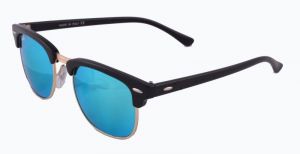 Buy New Trendy Clubmaster Style Uv Protected Sunglass Black /ocean Blue Mirror Lens online