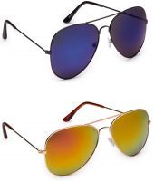 Buy Latest Blue Aviator Mirror Sunglasses With Yellow Sunglasses - Buy 1 Get 1 Free online