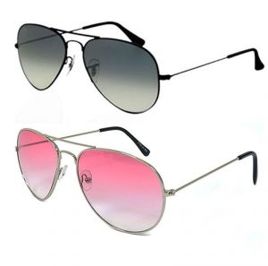 Buy Black Aviator Sunglass & A Pink Aviator Sunglass - Buy 1 Get 1 Free online