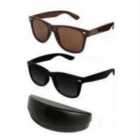 Buy Wayfarer Sunglasses- Black & Brown - Buy 1 Get 1 Free online
