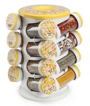 Buy Kt Jvs Harvest Yellow Majestic Revolving Spice Rack(masala Rack) -spice Tower 16 In 1 online