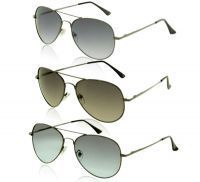 Buy Combo Of Black,grey & Blue Aviator Sunglasses online