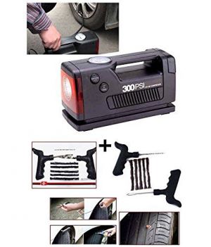 Buy Coido 3326- 12 V 12v 300psi Electic Car Auto Tyre Inflator Air Compressor With Gauge Meter emergency Tyre Tire Puncher Repair Kit online