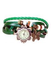 Buy Mfgenuine Leather Bracmf Vintage Butterfly Women Wrist Watch - Green online