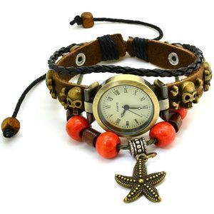 Buy Wrap Around Weave Leather Watch Bracelet Wristwatch Wristband online