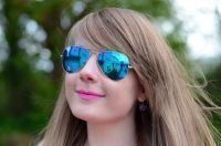 Buy New Blue Mirrored Aviator Style For Women Sunglasses online