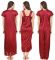 Fasense Women's Satin 6 PCs Nighty, Wrapgown,top,pyjama,bra & Thong Gt001 D