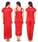 Fasense Women's Satin 6 PCs Nighty, WrapGown,Top,Pyjama,Bra & Thong