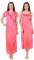 Fasense Women's Satin Nightwear 2 PCs Set Of Nighty& Wrap Gown Gt004 E