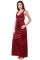 Fasense Women Satin Maroon Nightwear 2 Pc Set Of Nighty & Wrap Gown