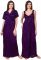 Fasense Women Satin Dark Purple Nightwear 2 PC Set Of Nighty & Wrap Gown - ( Code - Om007 F )