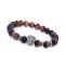 Natural Tiger Eye Crystal With Lion Leo Sign Simha Rashi Metal Charm Bracelet For Men And Women