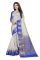 Mahadev Enterprise White And Blue Kanjiwaram Silk Saree With Running Blouse Pics