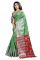 Mahadev Enterprise Green And Red Cotton Silk Silver Jacquard Saree With Running Blouse Pic