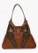 Jl Collections Women's Leather Peacock Feather Embroidery Design Handbag