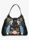 JL Collections Women's Leather Peacock Embroidery Design Black Handbag