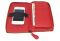 Jl Collections Women's Red Leather Wallet With Phone Holder