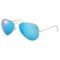New Blue Mirrored Aviator Style For Women Sunglasses