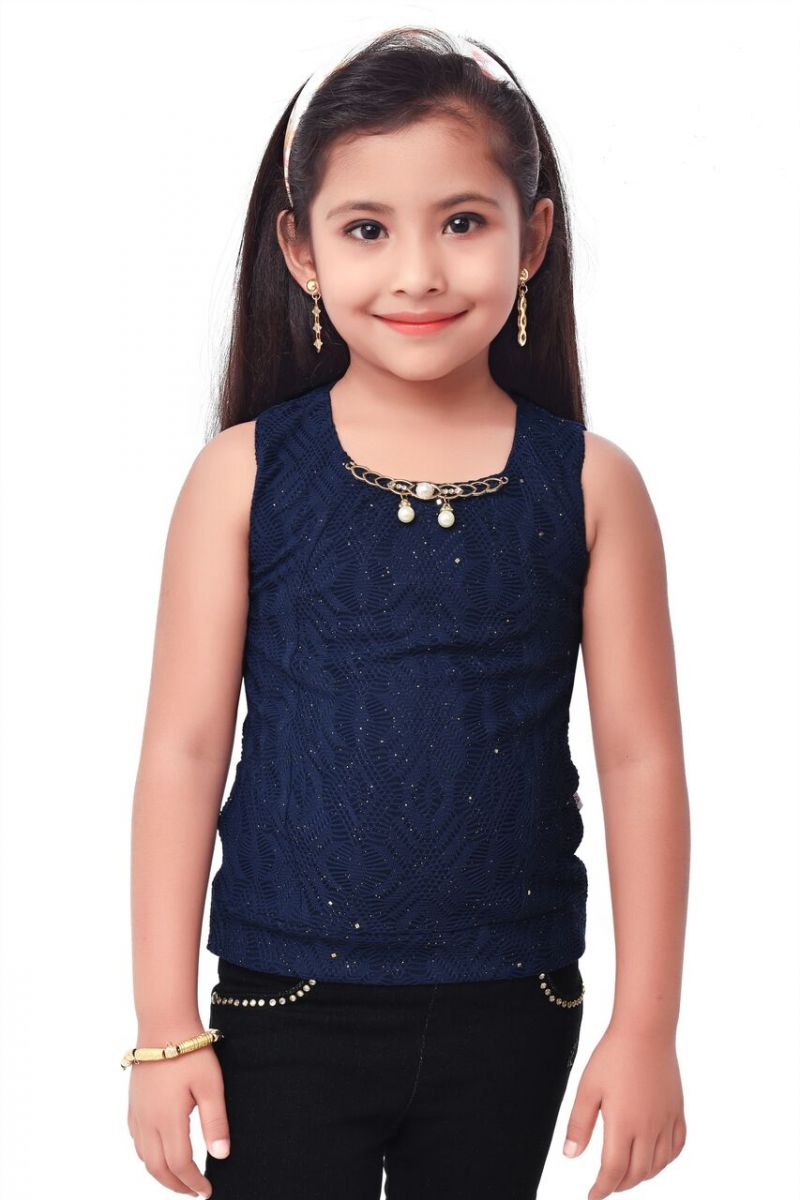 Buy Semi Party Wear Western Top With Separate Sleeves For Kids Navy Blue By Triki Online Best Prices In India Rediff Shopping