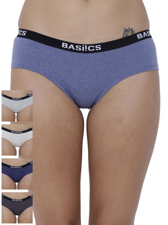 Buy Basiics By La Intimo Women's Elegante Stylish Bikini Panty (Combo Pack of 5 ) online