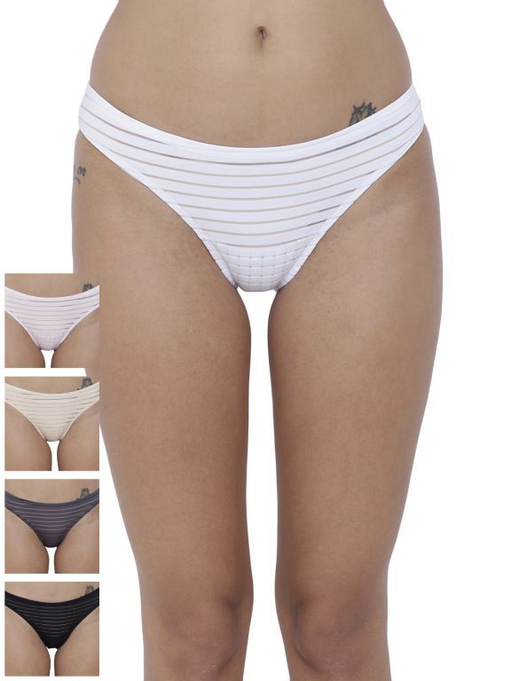Buy Basiics By La Intimo Women's Travieso Naughty Brief Panty (Combo Pack of 5 ) online