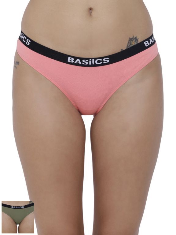 Buy Basiics By La Intimo Women's Dulce Candy Brief Panty (Combo Pack of 2 ) online