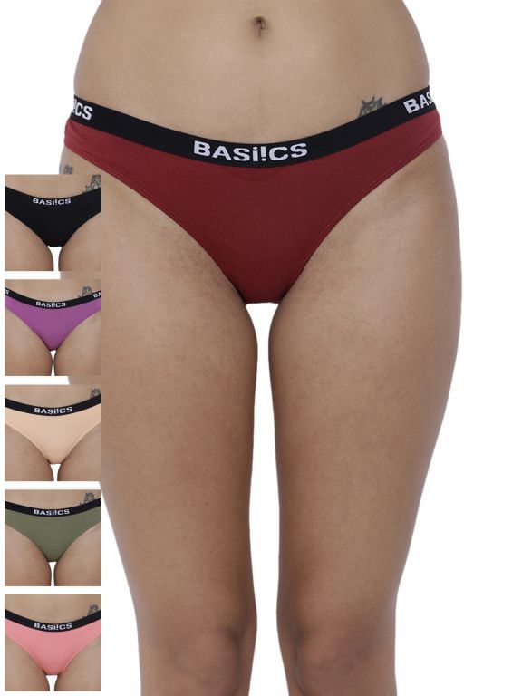 Buy Basiics By La Intimo Women's Dulce Candy Brief Panty (Combo Pack of 6 ) online