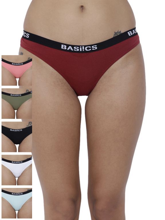 Buy Basiics By La Intimo Women's Dulce Candy Brief Panty (Combo Pack of 6 ) online