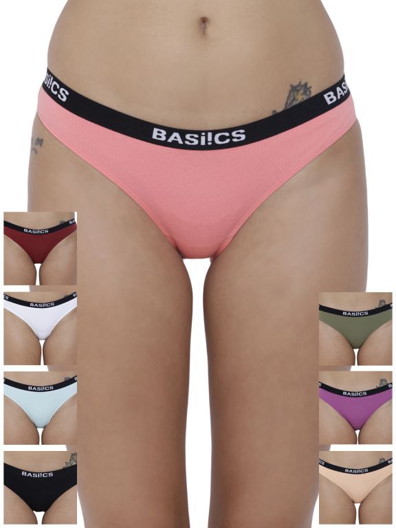 Buy Basiics By La Intimo Women's Dulce Candy Brief Panty (Combo Pack of 8 ) online