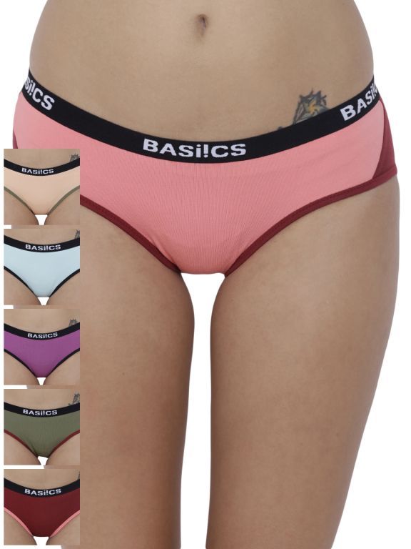 Buy Basiics By La Intimo Women's Picante Spicy Hipster Panty (Combo Pack of 6 ) online