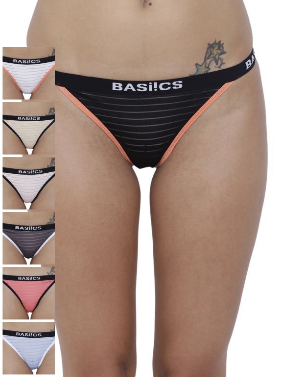 Buy Basiics By La Intimo Women's Caliente Hot Thong Panty (Combo Pack of 7 ) online