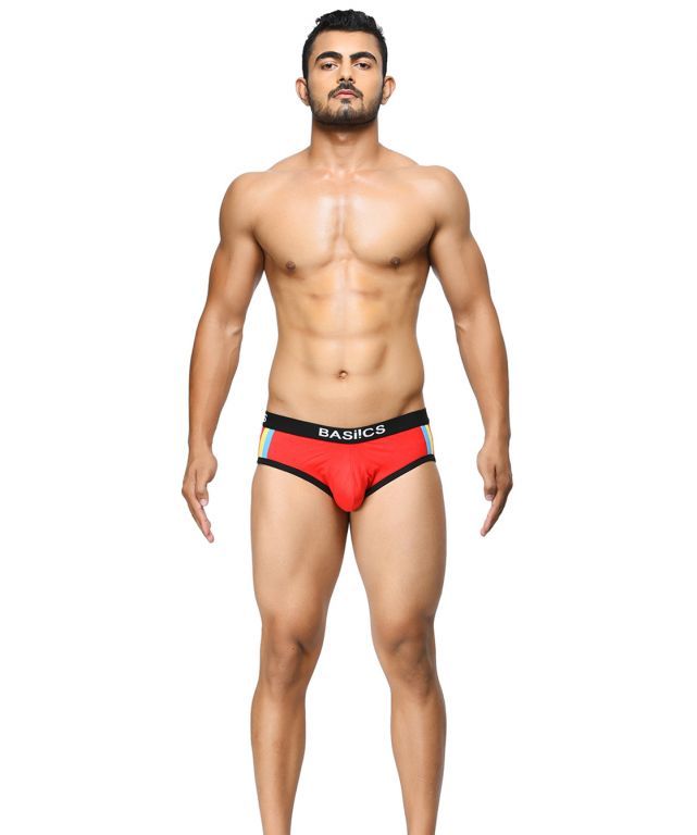 Buy BASIICS - Double Stripe Classic Red briefs online