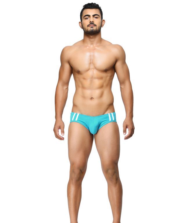 Buy BASIICS - Striped and Solid Fashion Teal briefs online