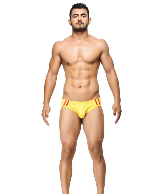 Buy BASIICS - Striped and Solid Fashion Yellow briefs online