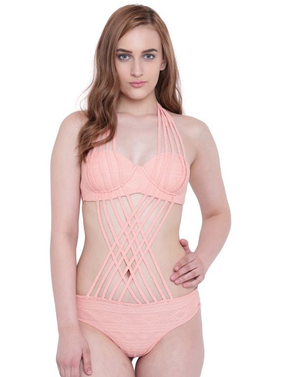 Buy La Intimo Flirty Shower Monokini Light Peach Resort/Beach Wear online