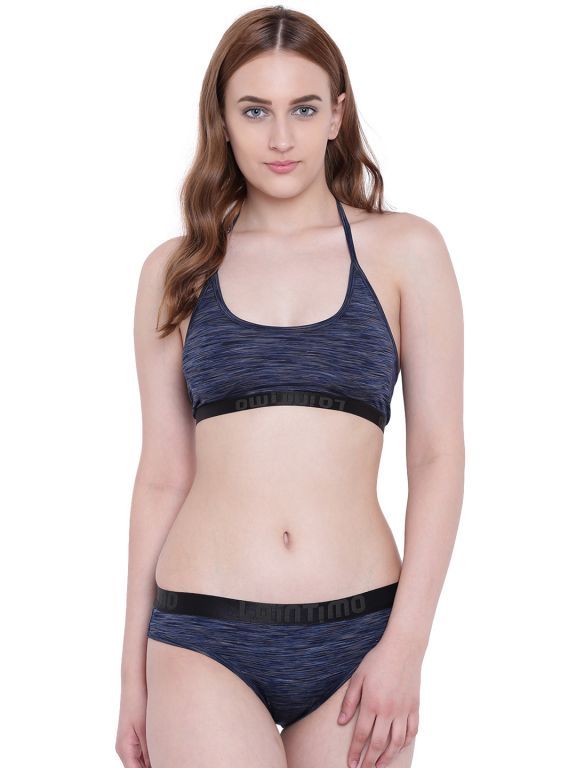 Buy La Intimo AquaChick Bikini Navy Blue Melange Resort/Beach Wear online
