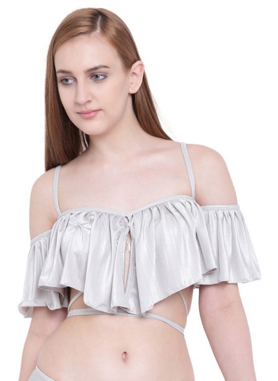Buy Grey La Intimo Ruffle Buffle Cold Shoulder Bra online