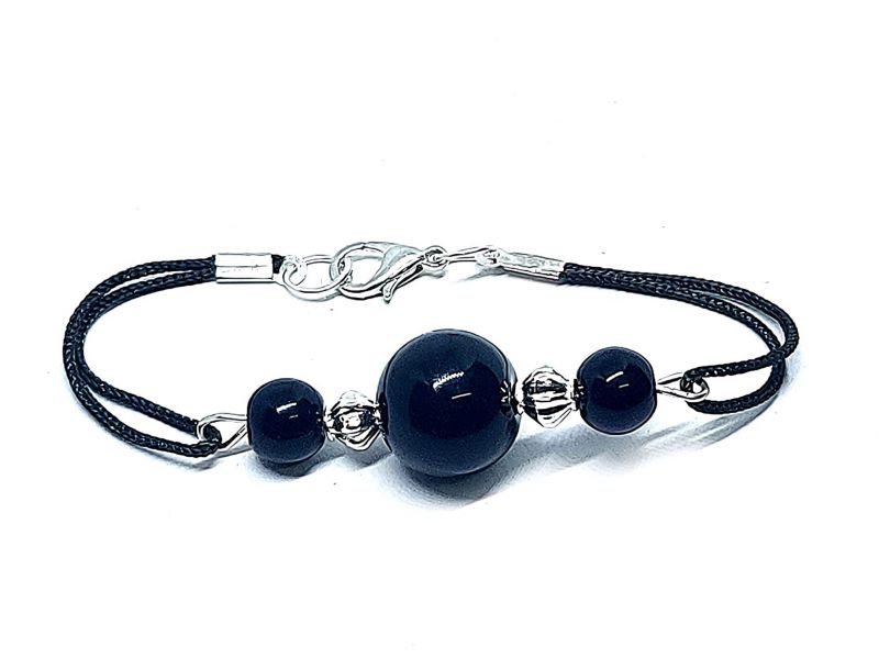 Buy Black Onyx Bracelet Men & Women Bracelet For Reiki Healing - Code ( Blkadjstbr ) online