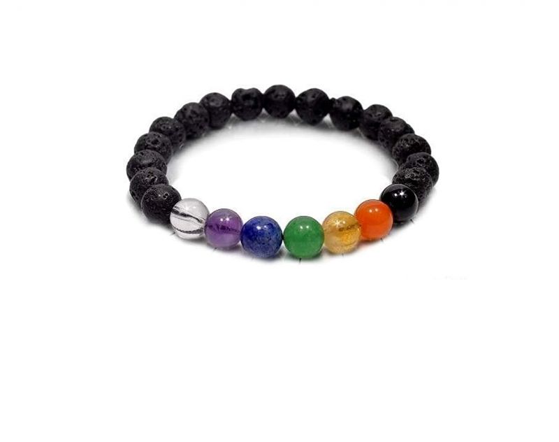 Buy Chakra Crystals Lava Volcanic Beads Crystals Stretch Bracelet For Men And Women ( Code Lavachakrabr ) online