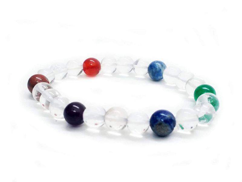 Buy Clear Quartz Multi Color Crystal Stretch Bracelet For Men & Women online