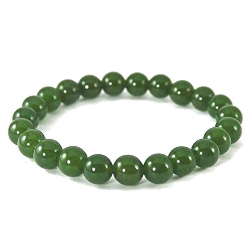Buy Natural Dark Green Jade 8 MM Stretch Bracelet - ( Code - Grnjdbr8 ) online