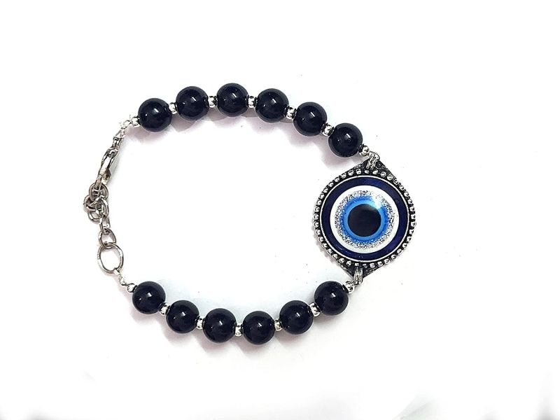 Buy Evil Eye Protection Lucky Charm Multi Color Adjustable Bracelet For Men And Women ( Code Evlblkmtlrdbr ) online