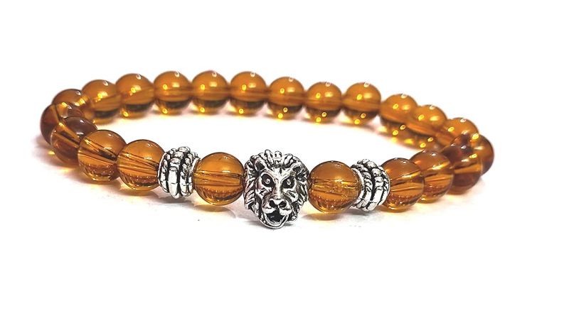 Buy Lion Head Protection Charm Yellow Crystal Bracelet For Men And Women online