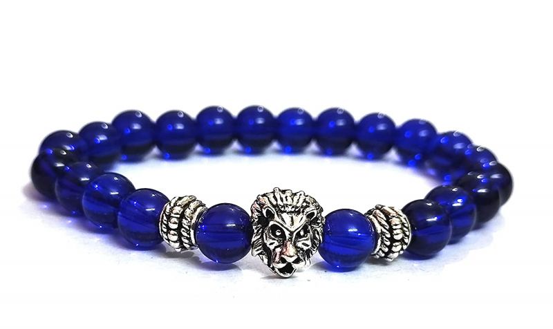 Buy Lion Head Protection Lucky Charm Blue Crystal Bracelet For Men And Women online