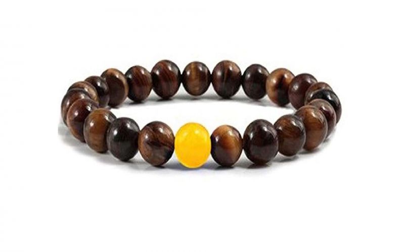 Buy Natural Tiger Eye Crystal And Yellow Jade Bracelet - Code ( Tigeryelobr ) online