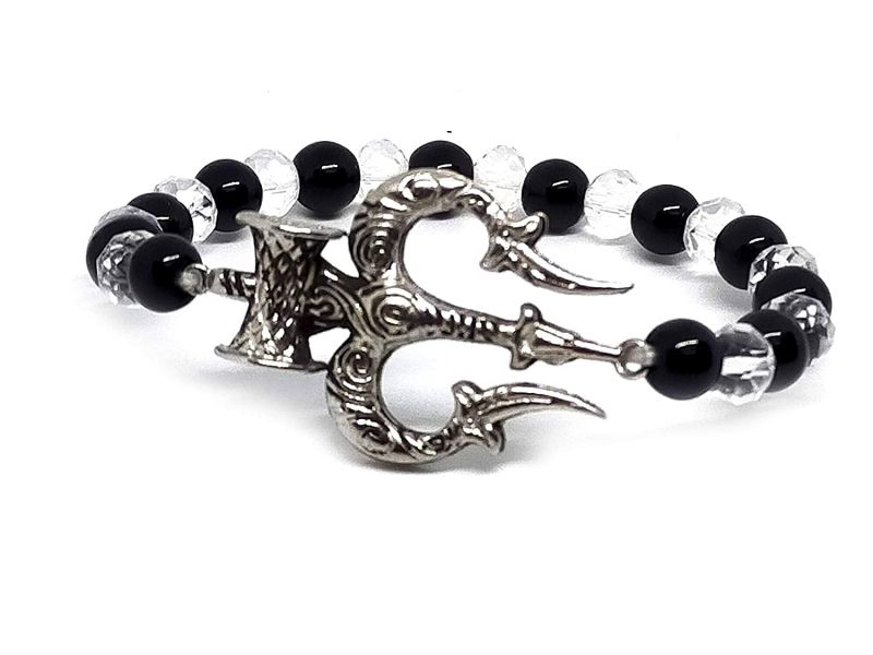 Buy Lord Mahakaal Shiv Ji Trishul Damroo Lucky Charm Stretch Bracelet For Men And Women ( Code Trishulblkwhtbr ) online