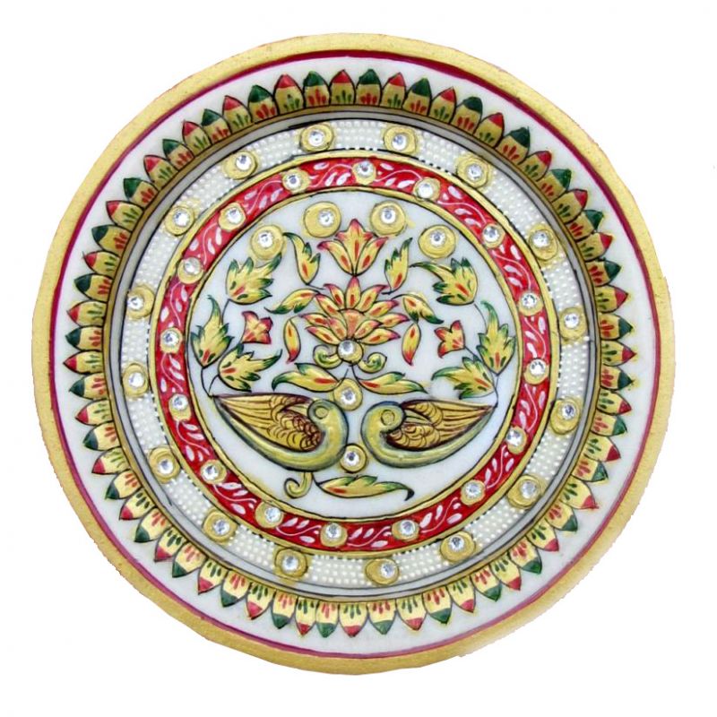 Buy Flower Work Marble Plate from Rajasthan online
